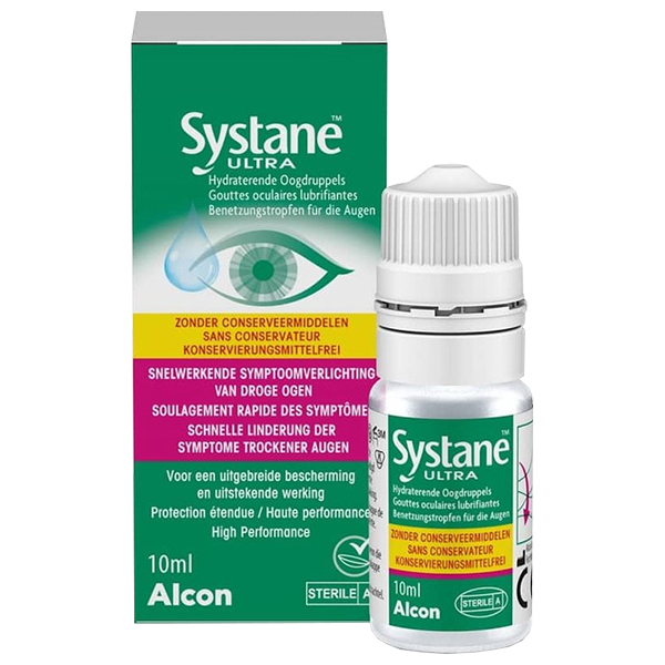 Alcon heeft de verpakking van Systane Ultra vernieuwd. Dit is de oude verpakking