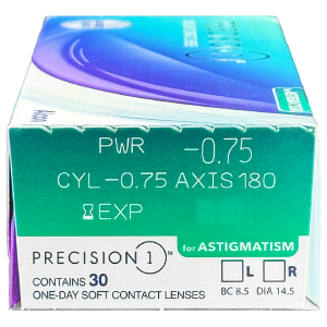 Precision 1 for Astigmatism 30-pack voorzijde met parameters